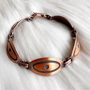 VINTAGE 1960s–1970s Mod Geometric Copper Southwestern Link Bracelet • Unisex